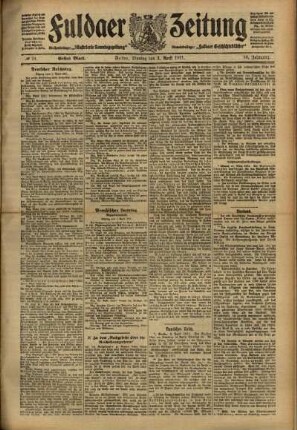 Erste Ausgabe vom Montag, den 03. April 1911.