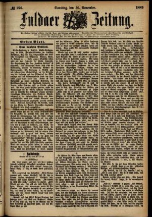 Erste Ausgabe vom Samstag, den 30. November 1889.