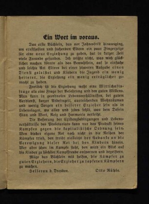 Ein Wort im voraus.