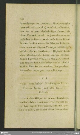 §. 13. Vom moralischen Glaubensgrund der Existenz Gottes und der Unsterblichkeit