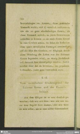 §. 13. Vom moralischen Glaubensgrund der Existenz Gottes und der Unsterblichkeit