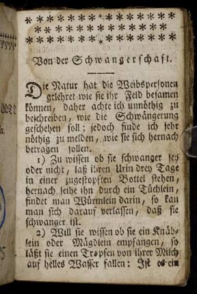 Von der Schwangerschaft.