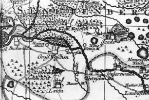 Senftenberg-Großkoschen. Karte des Amtes Senftenberg, von Schenk, 1757 (Sign.: VII 105)