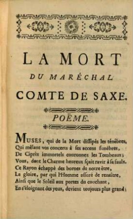 La mort du Maréchal Comte de Saxe : poëme