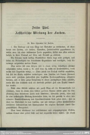 Dritter Theil. Aesthetische Wirkung der Farben