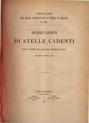 Pubblicazioni del Reale Osservatorio Astronomico di Brera in Milano. VII,3