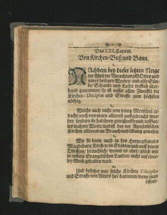 Das XXII. Capitul. Von Kirchen- Buß und Bann.