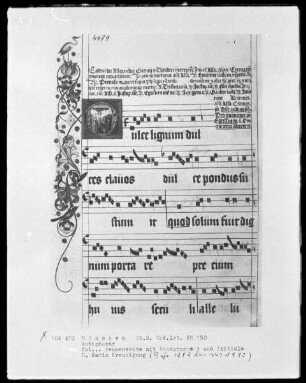 Antiphonarium — Initiale D, darin die Kreuzigung Christi