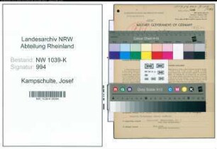 Entnazifizierung Josef Kampschulte , geb. 06.07.1907 (Polizist)
