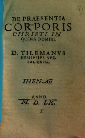 De praesentia corporis Christi in coena Domini
