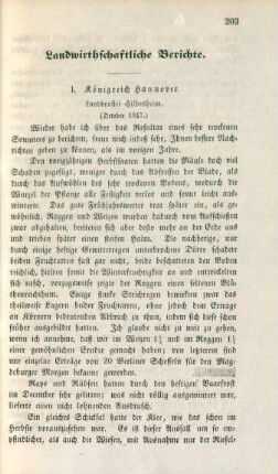 Landwirthschaftliche Berichte.