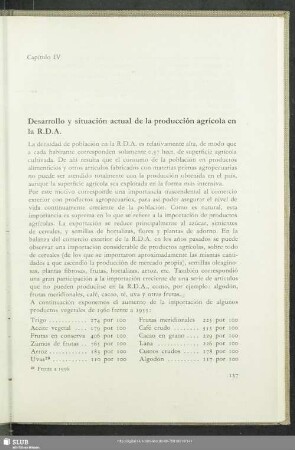 Capitulo IV. Desarrollo y situación actual de la producción agricola en la R.D.A.