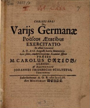 De Variis Germanae Poeseos Aetatibus Exercitatio