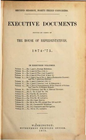 House documents. [276,11.] 1874/75 = Congress 43, Sess. 2