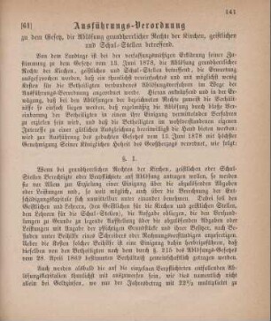 61. Ausführungs-Verordnung zu dem vorerwähnten Gesetz