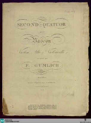 Second quatuor : pour le basson, violon, alto & violoncelle