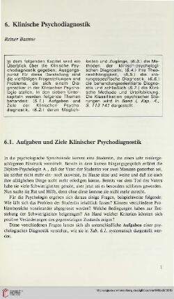 6. Klinische Psychodiagnostik