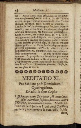 Meditatio XI. Pro Sabbato post Dominicam I. Quadragesimæ. - Meditatio XII. Pro Dominica II. Quadragesimæ.