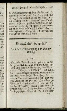 Neunzehntes Hauptstück. Von der Entschädigung und Genugthuung.