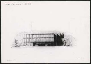 Stadttheater, Krefeld: Ansicht Süden, 2. Entwurf