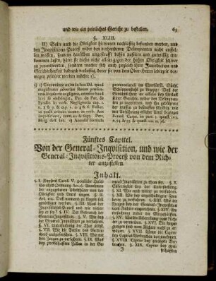 Fünftes Capitel. Von der General-Inquisition, und wie der General-Inquisitions-Proceß von dem Richter anzustellen