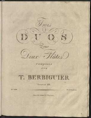 Trois duos pour deux flûtes : œuvre 4