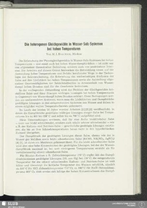 Die heterogenen Gleichgewichte in Wasser-Salz-Systemen bei hohen Temperaturen