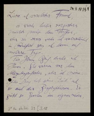 Brief von Franz Rosenzweig an Eduard Strauss