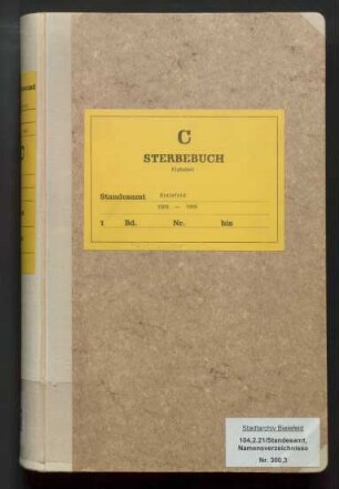 Namensverzeichnis zum Sterberegister Bielefeld, 1889 - 1899