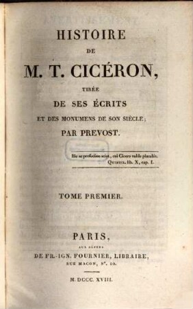 Histoire de Ciceron. 1
