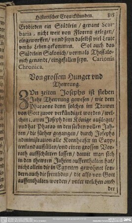 Von grossem Hunger und Thewrung