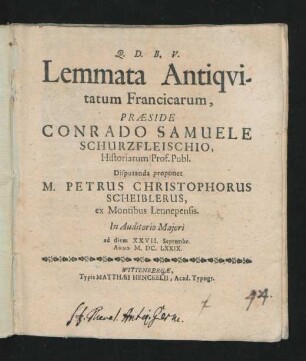 Lemmata Antiquitatum Francicarum