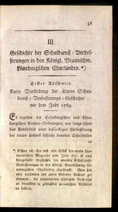 III. Geschichte der Schuldienst-Verbesserungen in den Königl. Braunschw. Lüneburgschen Churlanden