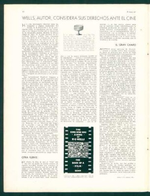 Wells, autor, considera sus derechos ante el cine