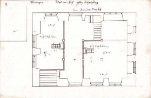 Nr. 1: Unterer Stock mit zwei Schulstuben (19,5 x 30 cm)
