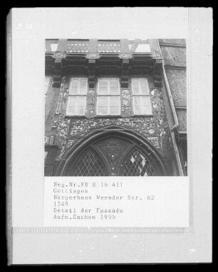 Göttingen. Bürgerhaus (1549), Weender Straße 62. Detail der Fassade