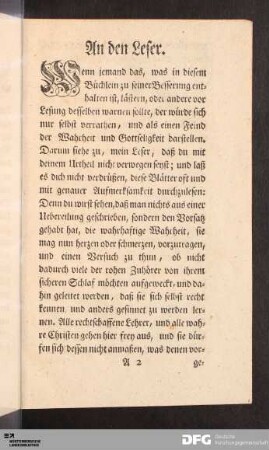 An den Leser.
