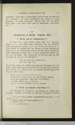 13. Kleinigkeiten zu Goethe, Klopstock, Voß