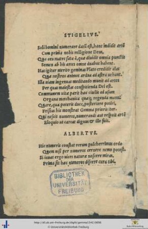 Epigrammae Stigelii et Alberti