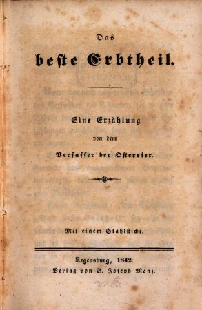 Das beste Erbtheil : eine Erzählung
