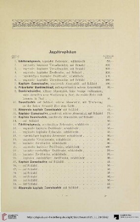 Jagdtrophäen (Nr. 1-173)