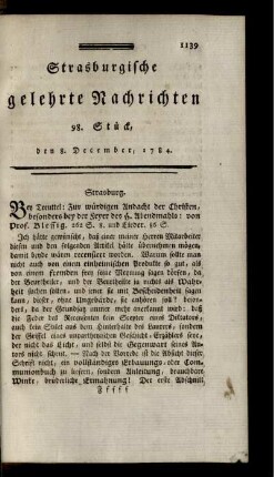 98. Stück, den 8. December, 1784.