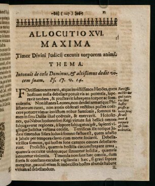127-135, Allocutio XVI. Maxima. Timor Divini Judicij excutit torporem animi