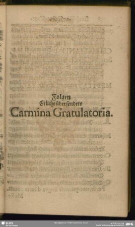 Folgen Etliche übersendete Carmina Gratulatoria