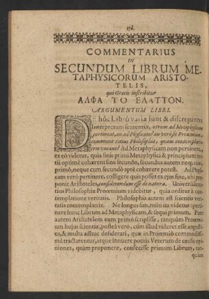 Commentarius In Secundum Librum Metaphysicorum Aristotelis, [...]