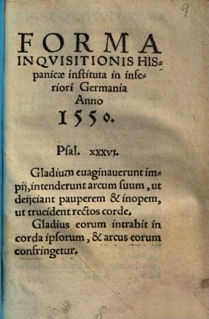 Forma inquisitionis Hispanicae instituta in inferiori Germania A. 1550