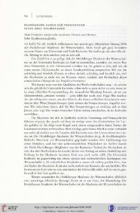 Begrüßung durch den Präsidenten Peter Graf Kielmansegg