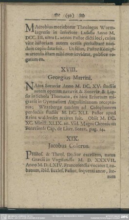 XIX. Jacobus Colerus