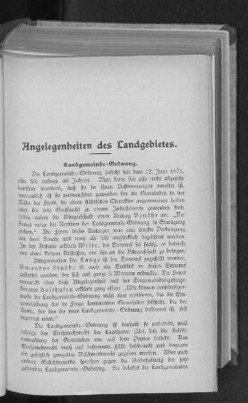 Angelegenheiten des Landgebietes.
