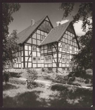 Fachwerkhaus in Heidenoldendorf. Detmold. Heidenoldendorf. Papierabzug